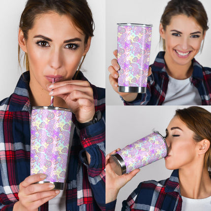 Unicorn Rainbow Star Heart Print Tumbler