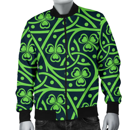 Shamrock Themed Print Men Bomber Jacket