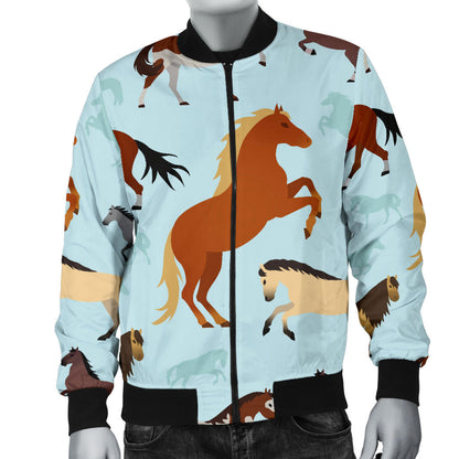 Horse Cute Themed Pattern Print Men Bomber Jacket