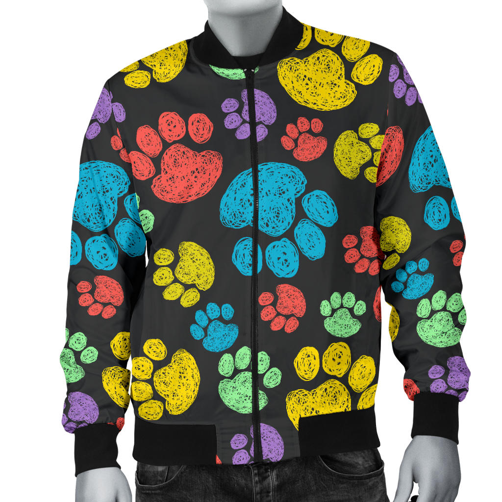 Paw Colorful Print Men Bomber Jacket