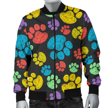 Paw Colorful Print Men Bomber Jacket