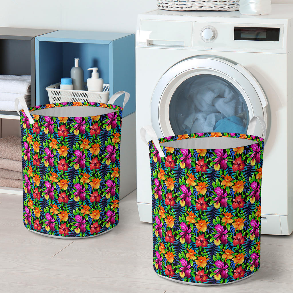 Tropical Folower Colorful Print Laundry Basket