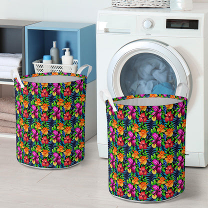 Tropical Folower Colorful Print Laundry Basket
