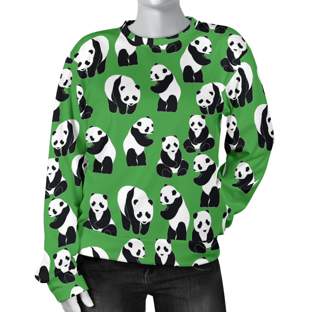 Panda Bear Pattern Themed Print Women Long Sleeve Sweatshirt