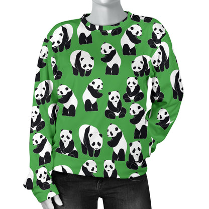 Panda Bear Pattern Themed Print Women Long Sleeve Sweatshirt
