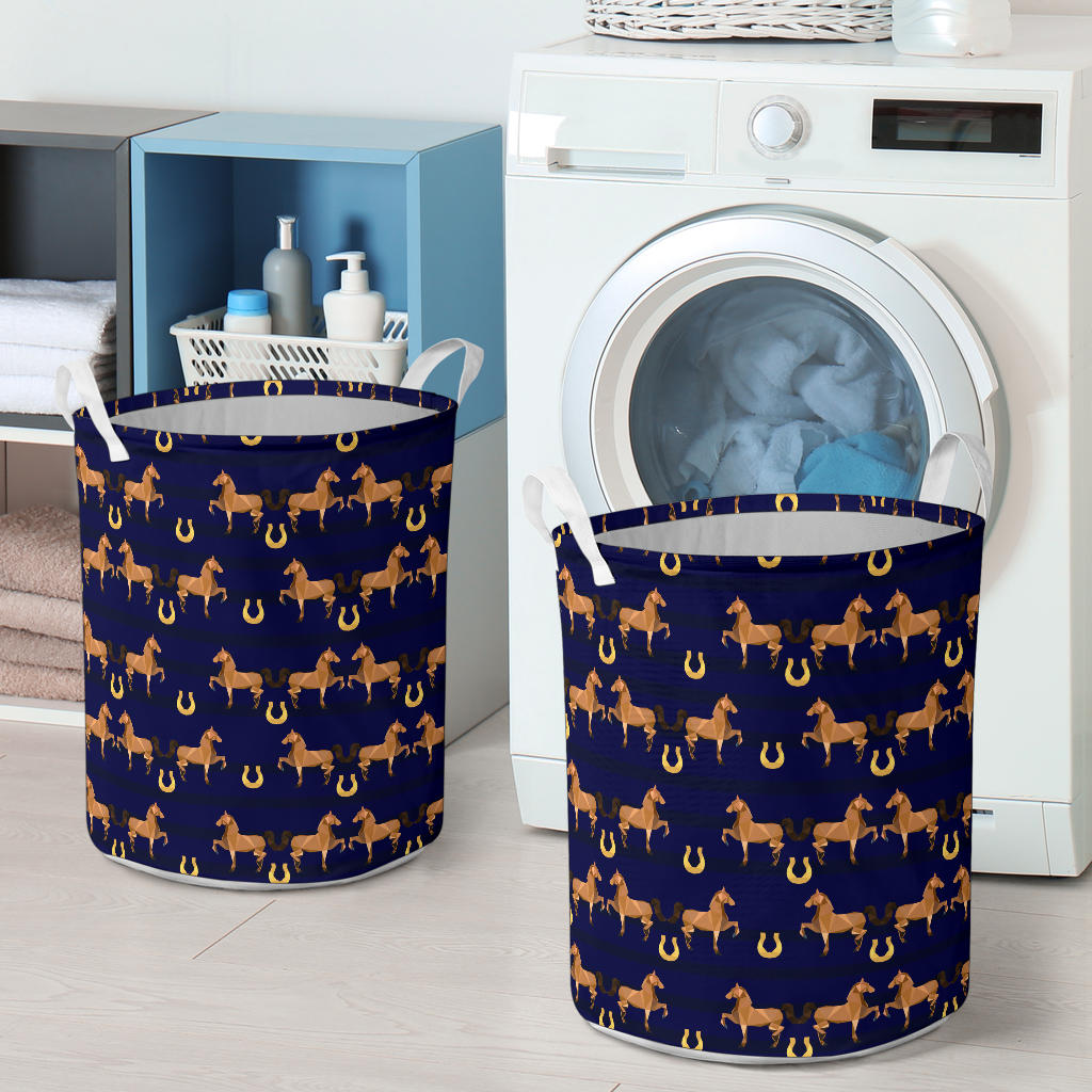 Horse Luxury Themed Pattern Print Laundry Basket