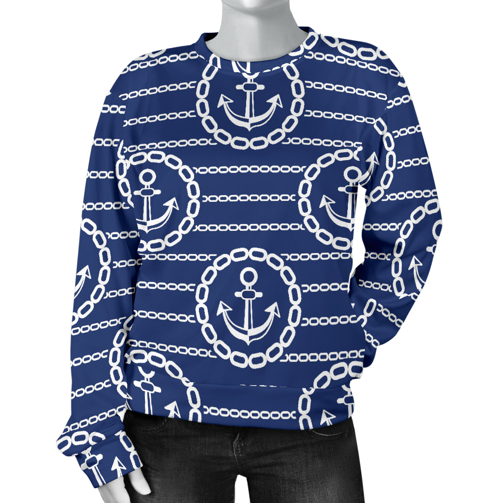 Anchor Stripe Pattern Women Long Sleeve Sweatshirt