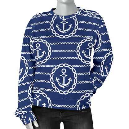 Anchor Stripe Pattern Women Long Sleeve Sweatshirt