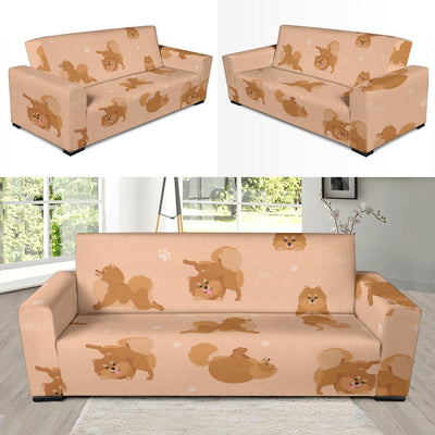 Pomeranians Pattern Print Design A06 Sofa Slipcover