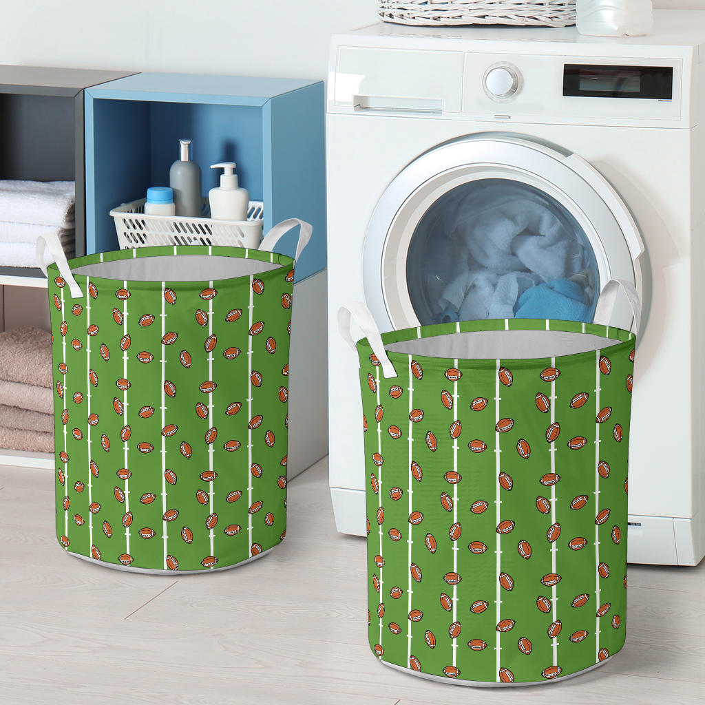 American Football on Field Themed Print Laundry Basket