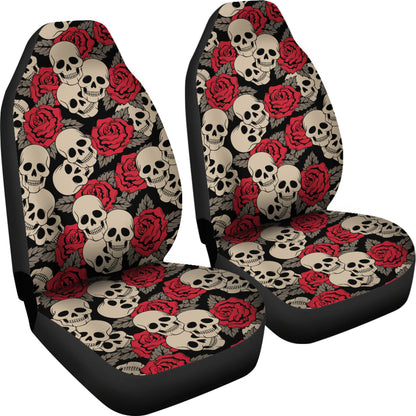 Skull And Roses Print Design LKS301 Car Seat Covers