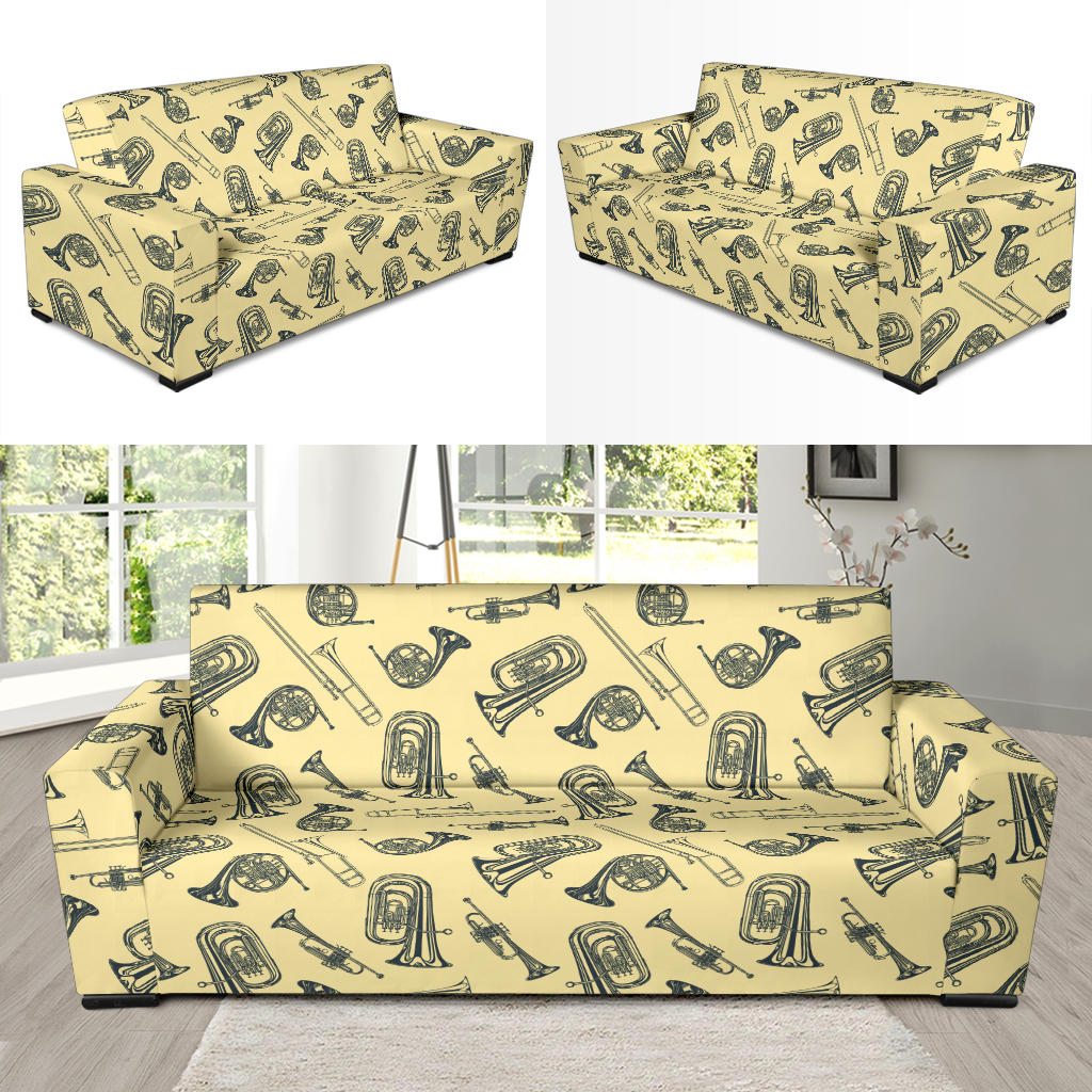 Tuba Pattern Print Design 01 Sofa Slipcover