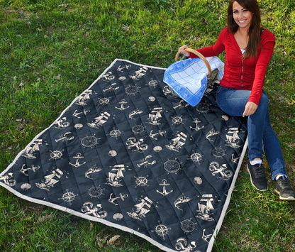 Nautical Sea Themed Print Quilt Bedspread
