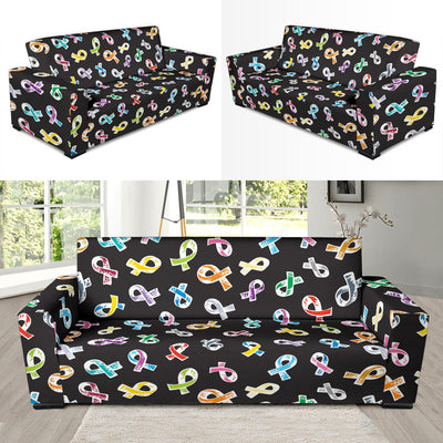 Cancer Awareness Pattern Print Design 02 Sofa Slipcover