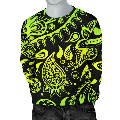 Paisley Green Design Print Men Long Sleeve Sweatshirt
