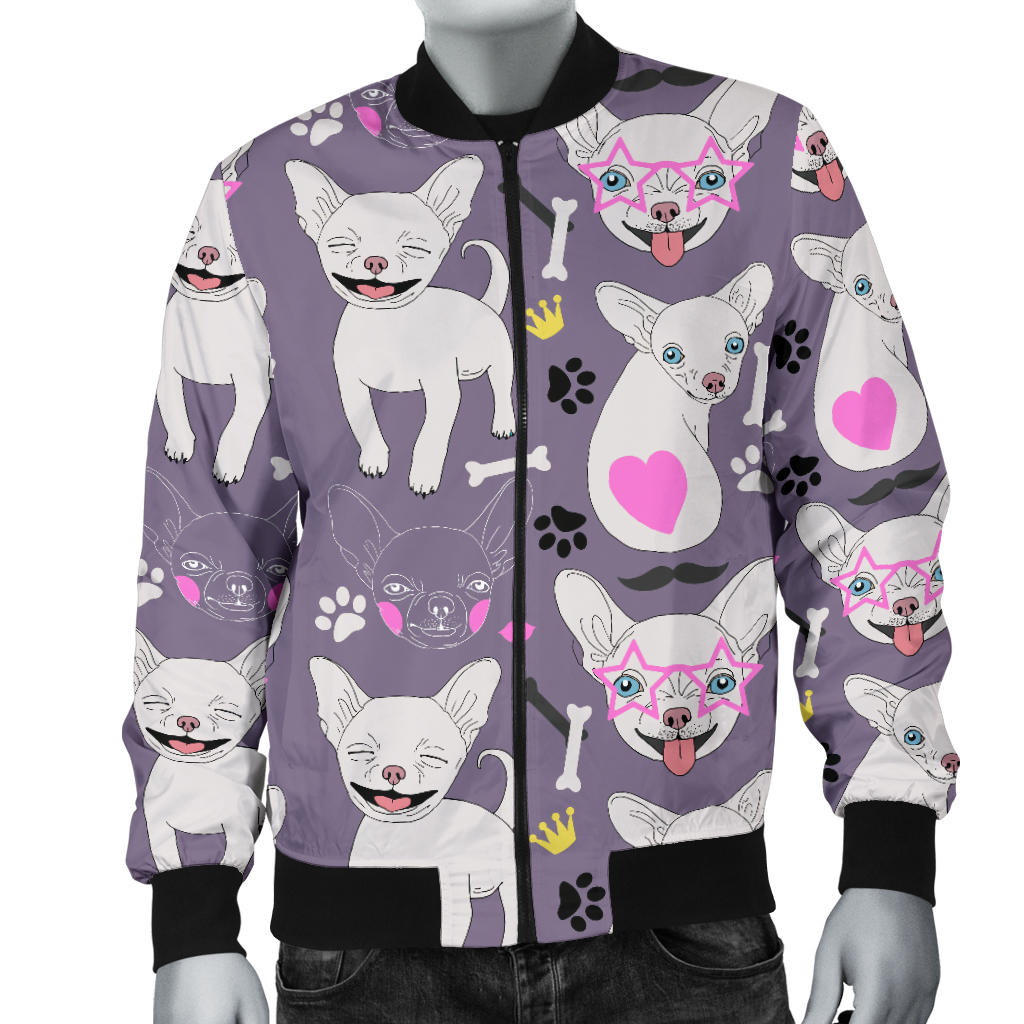 Chihuahua Happy Pattern Men Bomber Jacket