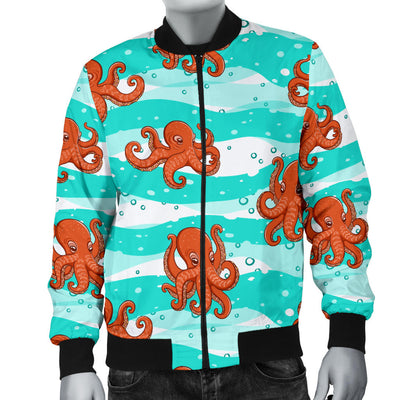 Octopus Cute Design Print Themed Men Bomber Jacket