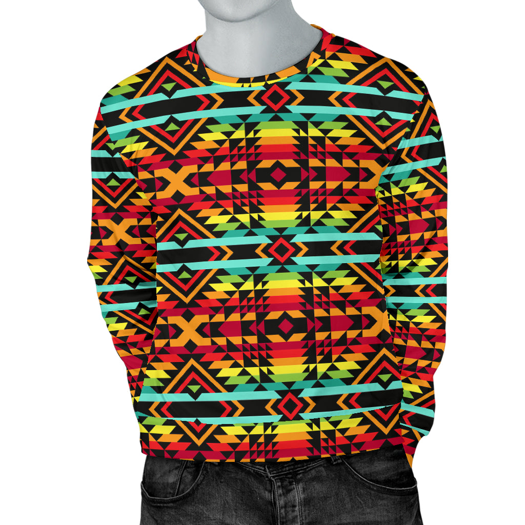 Kente Red Design African Print Men Long Sleeve Sweatshirt