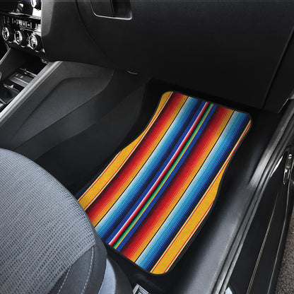 Mexican Blanket Stripe Print Pattern Car Floor Mats Front Back