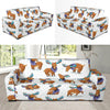 Moose Cute Pattern Print Design 01 Sofa Slipcover