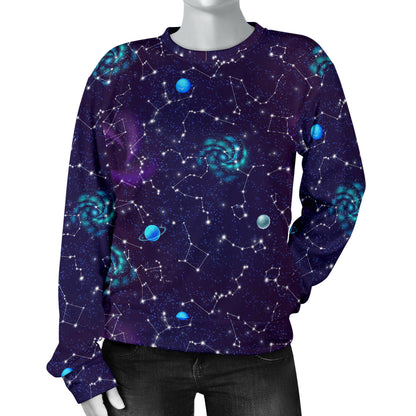 Zodiac Galaxy Design Print Women Long Sleeve Sweatshirt