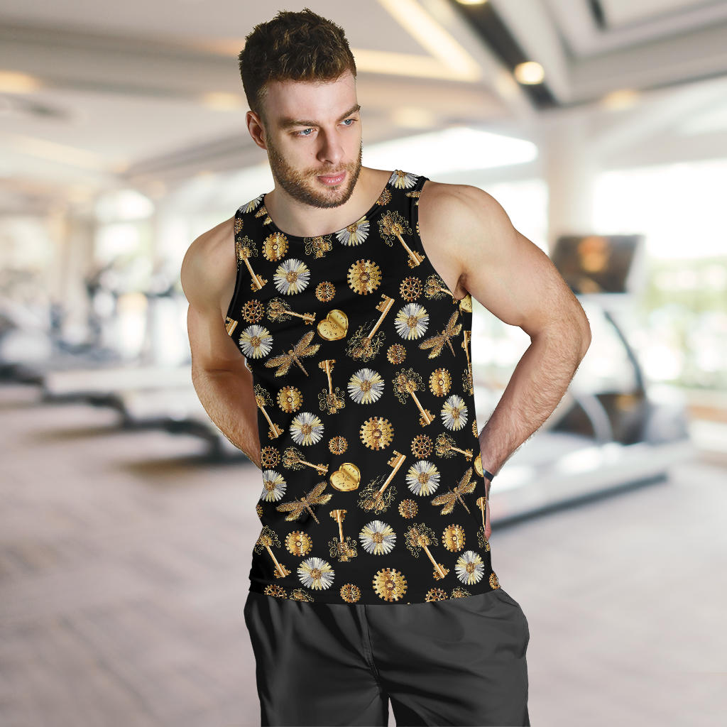 Steampunk Dragonfly Design Themed Print Men Tank Top