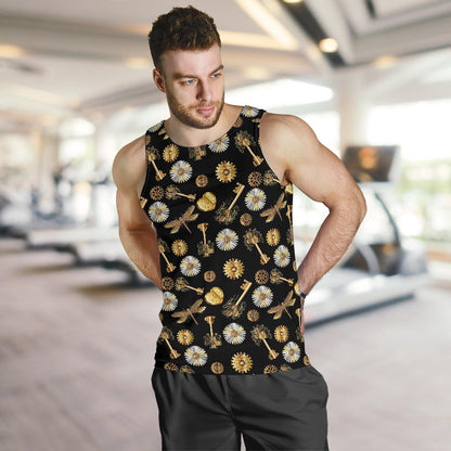 Steampunk Dragonfly Design Themed Print Men Tank Top