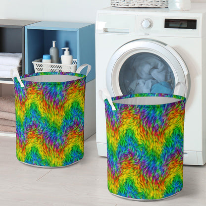 Rainbow Fur Design Print Laundry Basket
