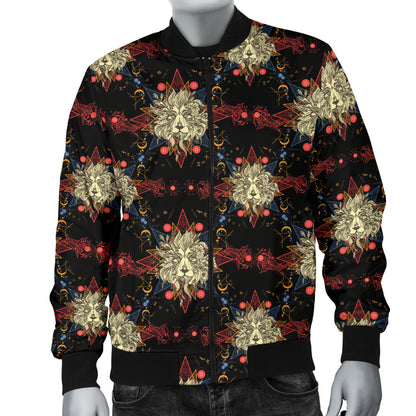 Zodiac Leo Pattern Design Print Men Bomber Jacket