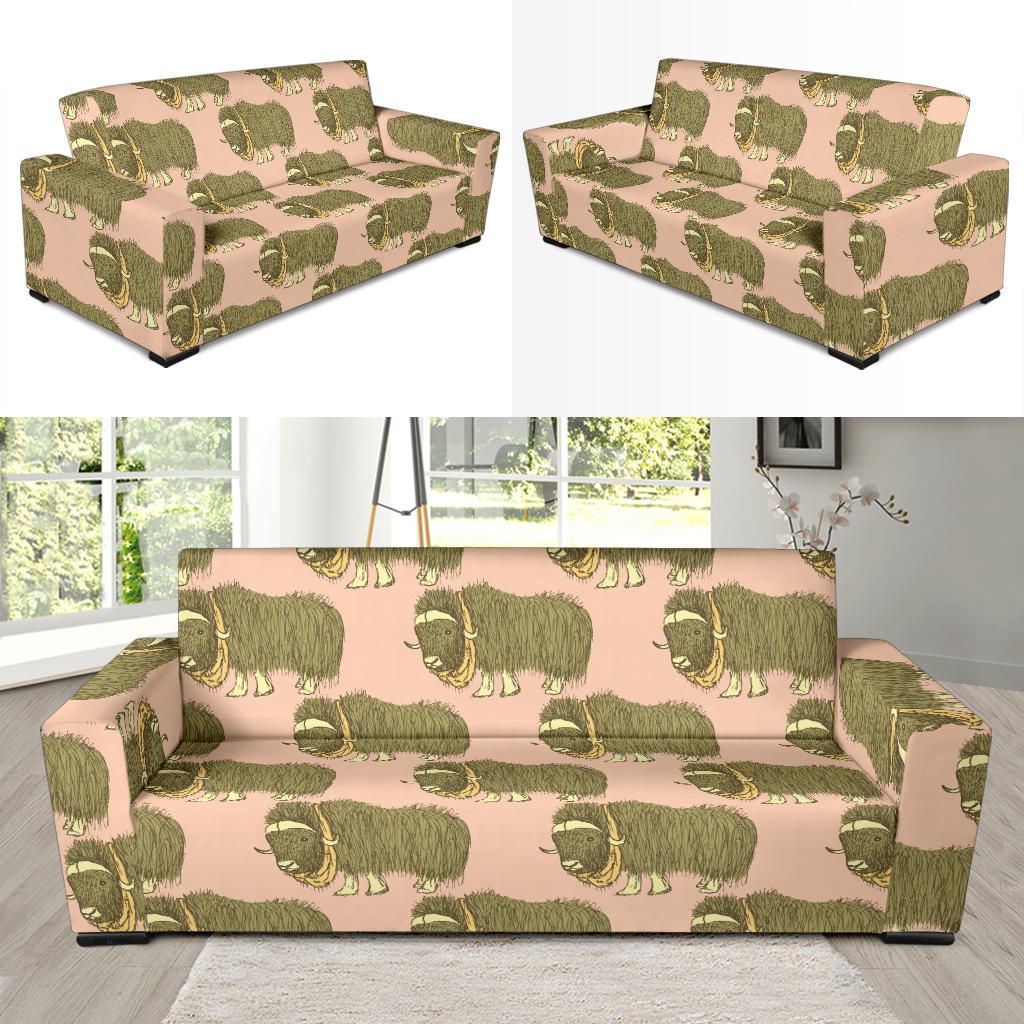 Yak Pattern Print Design 01 Sofa Slipcover