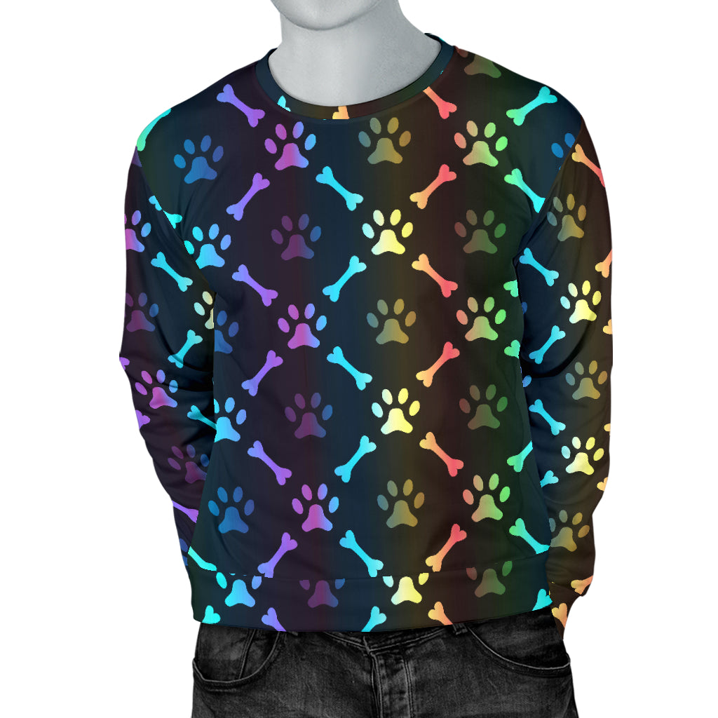 Paw Rainbow Print Men Long Sleeve Sweatshirt