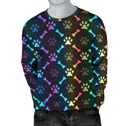Paw Rainbow Print Men Long Sleeve Sweatshirt