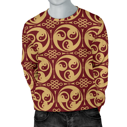 Yin Yang Style Pattern Design Print Men Long Sleeve Sweatshirt