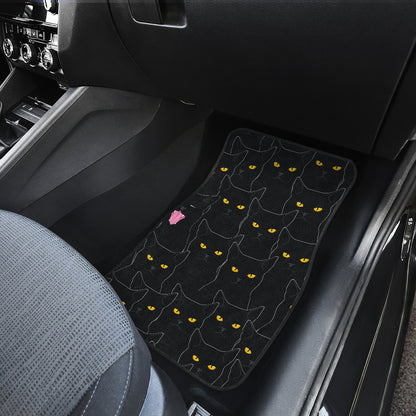 Black Cat Yellow Eyes Print Pattern Car Floor Mats Front Back