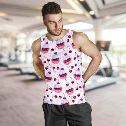 Cherry Cupcake Pink Pattern Men Tank Top