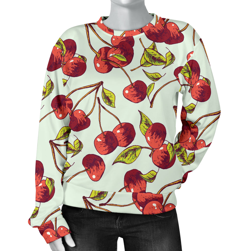 Cherry Hand Draw Women Long Sleeve Sweatshirt