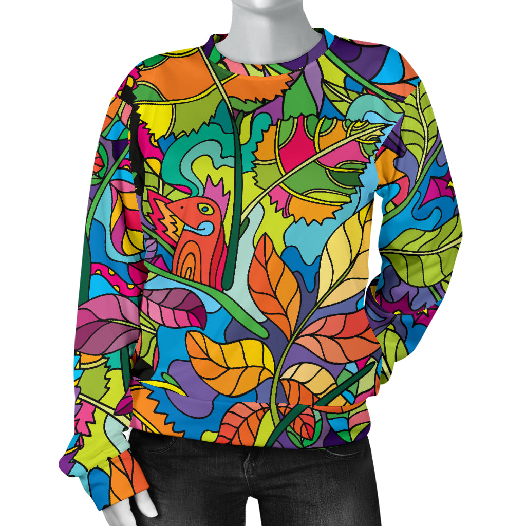 Psychedelic Trippy Flower Print Women Long Sleeve Sweatshirt