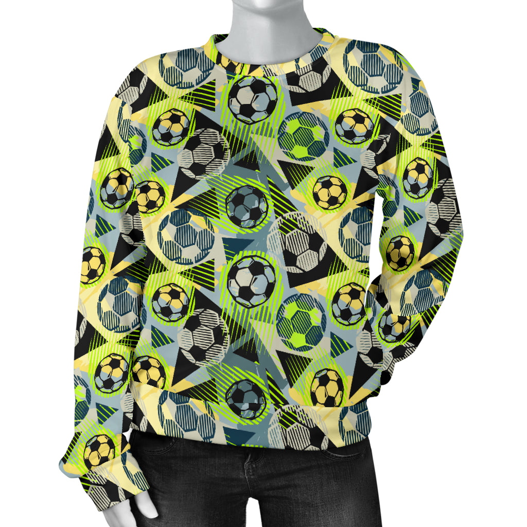 Soccer Ball Themed Print Pattern Women Long Sleeve Sweatshirt
