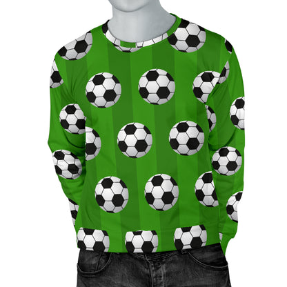 Soccer Ball Green Backgrpund Print Men Long Sleeve Sweatshirt