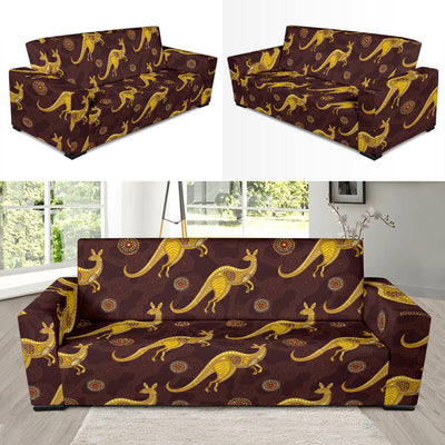 Kangaroos Aboriginal Pattern Print Design 08 Sofa Slipcover