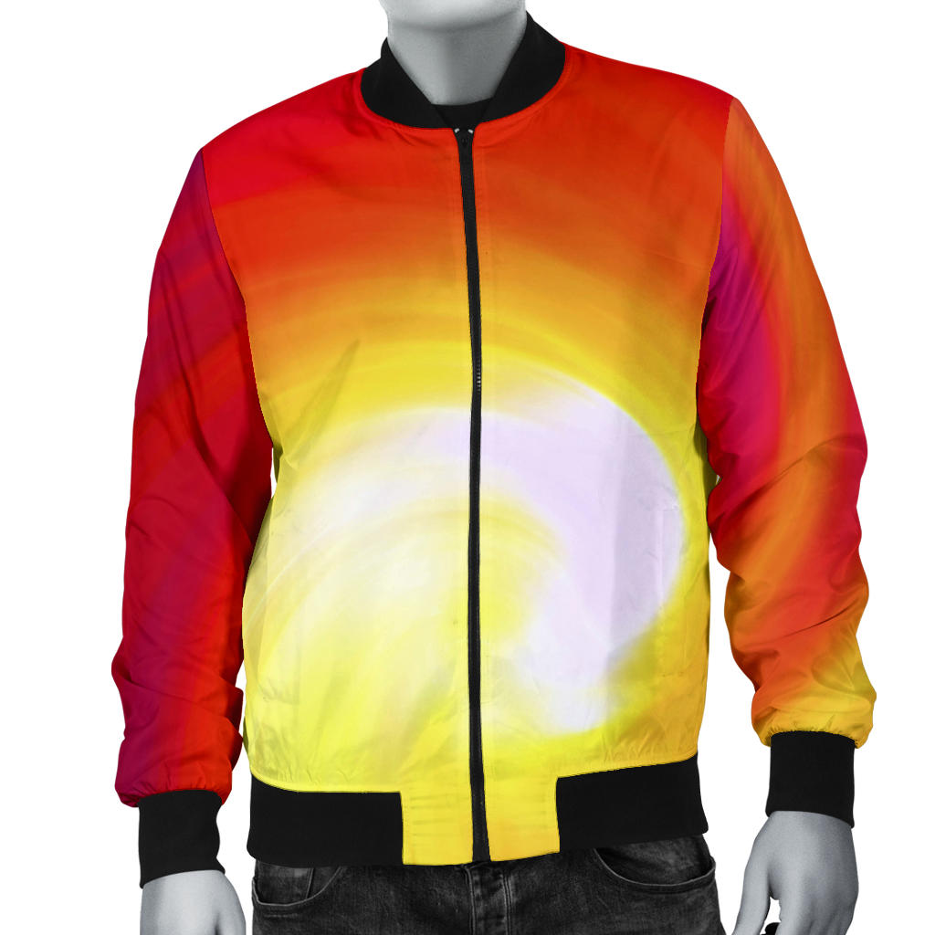 Vortex Twist Swirl Flame Themed Men Bomber Jacket