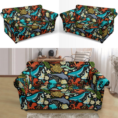 Underwater Animal Print Design LKS301 Loveseat Couch Slipcover