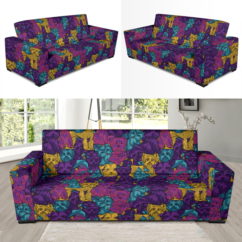 Yorkshire Terriers Print Design LKS3010 Sofa Slipcover