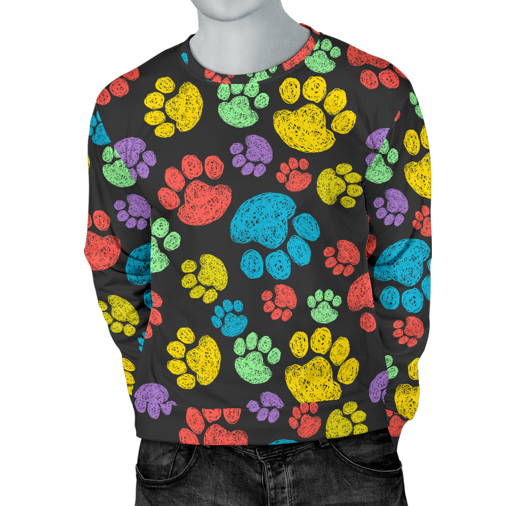 Paw Colorful Print Men Long Sleeve Sweatshirt