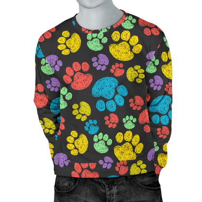 Paw Colorful Print Men Long Sleeve Sweatshirt