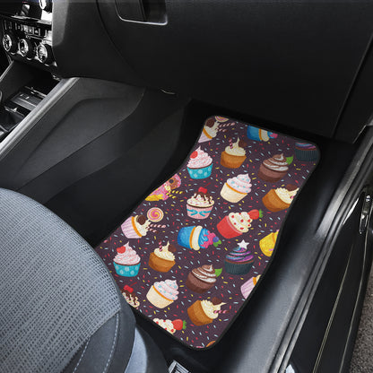Cupcakes Party Print Pattern Car Floor Mats Front Back