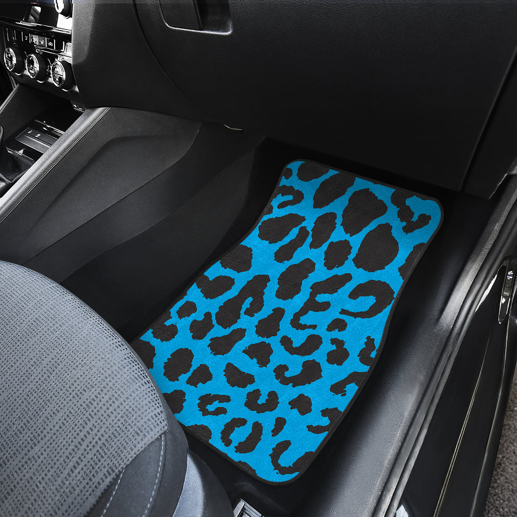 Cheetah Blue Print Pattern Car Floor Mats Front Back