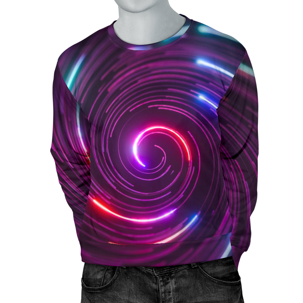Vortex Twist Swirl Purple Neon Print Men Long Sleeve Sweatshirt