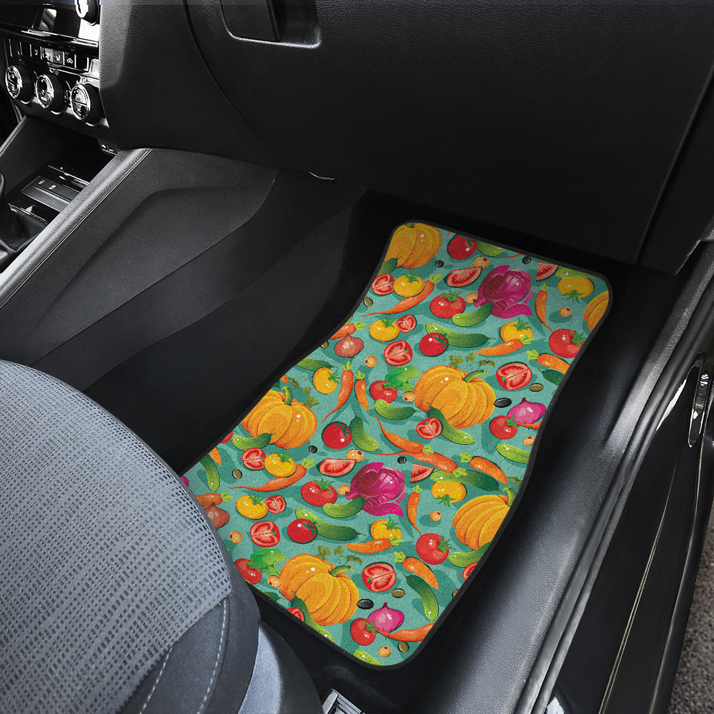 Vegan Colorful Themed Design Print Car Floor Mats Front Back