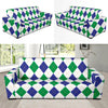 Argyle Green Blue Pattern Print Design 03 Sofa Slipcover